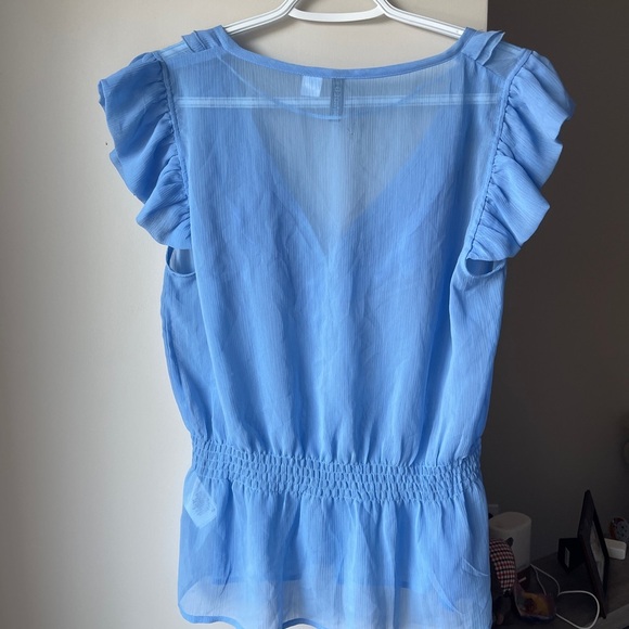 H&M Blue Ruffled Blouse Size 12 - Picture 3 of 5